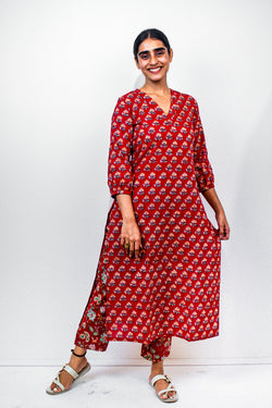 Block print kurta set