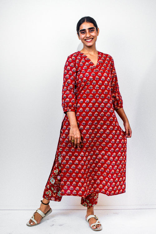 Block print kurta set
