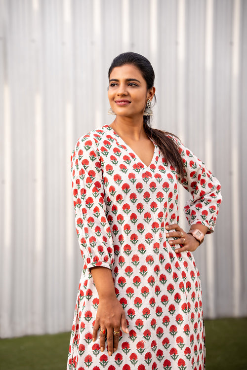 Block print kurta set