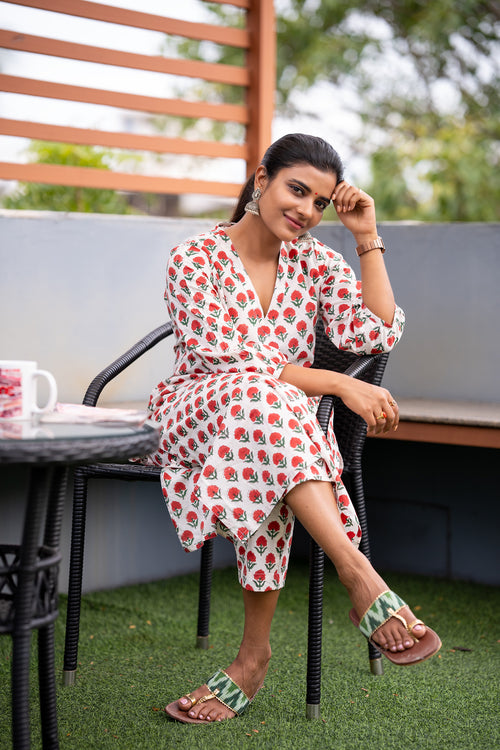 Block print kurta set